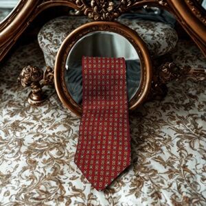 Tommy Hilfiger Red and Gold Patterned Tie